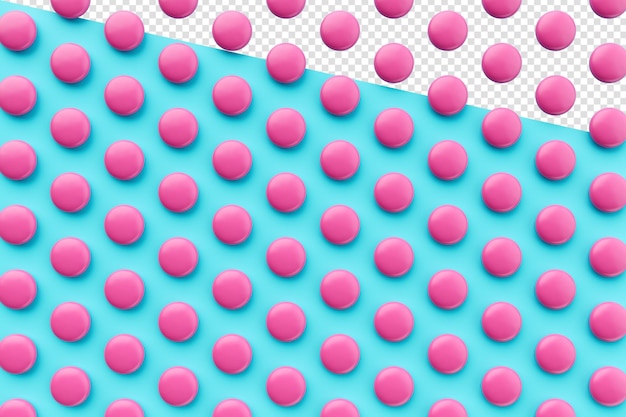 PSD pink chocolate candies scattered on blue background repetition seamless pattern 3d illustration