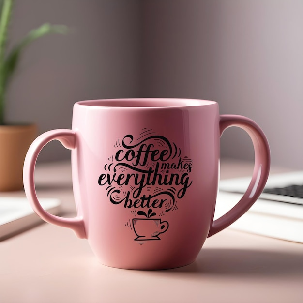 Pink coffee mug mockup