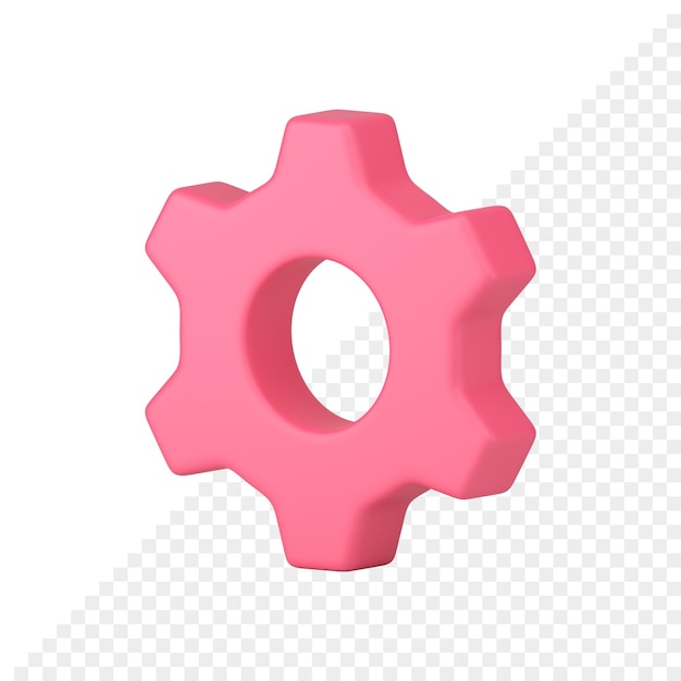 Pink cog isometric badge machinery mechanism setting development web application 3d icon