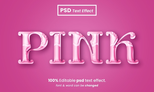 Pink color 3d editable pink text effect