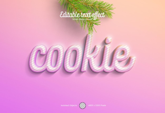 ピンクのクッキー テキスト効果のモックアップ テンプレート