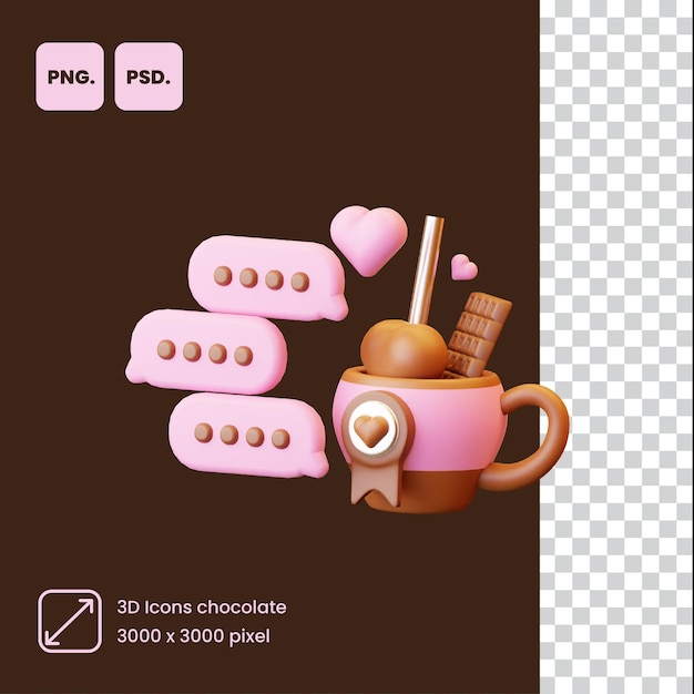ハート型のアイコンが付いたピンクのカップ