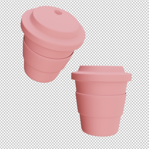 ふた付きのピンクのカップ