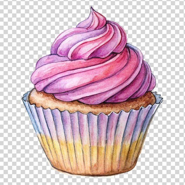 PSD pink cupcake art isolated on transparent background