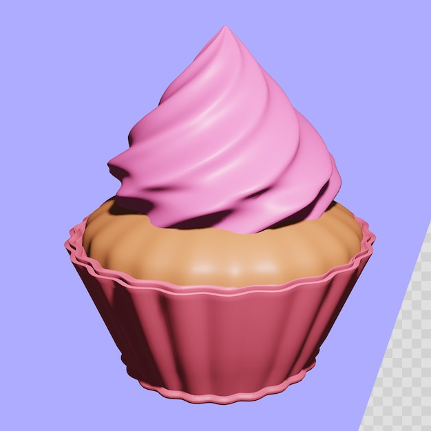 PSD a pink cupcake with a pink frosting on top of it.