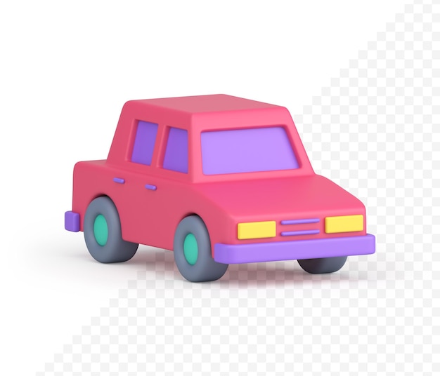 PSD 도시 승객을 위한 핑크색 귀여운 빈티지 자동차 편안한 교통 현실적인 3d 아이콘
