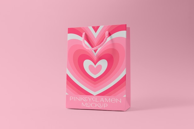 Pink cyclamen bag mockup