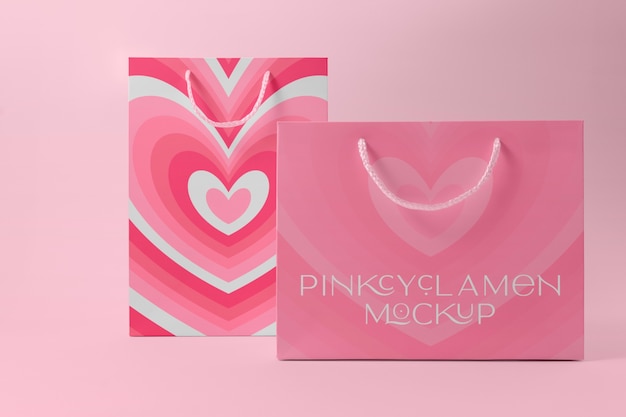 Pink cyclamen bag mockup