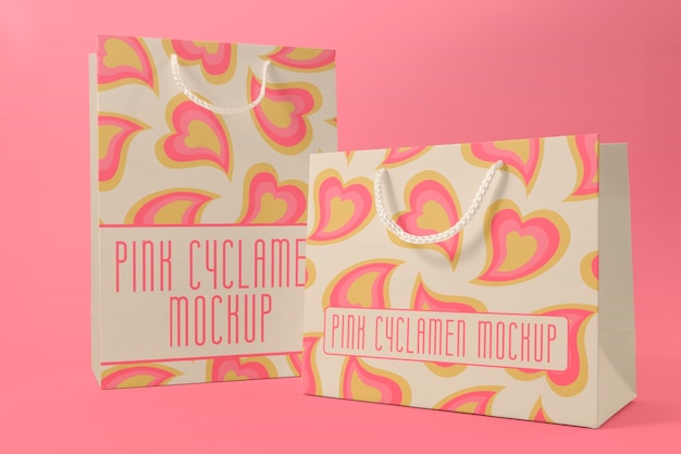 Pink cyclamen bag mockup