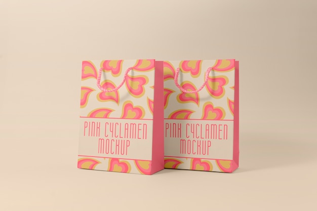 PSD pink cyclamen bag mockup