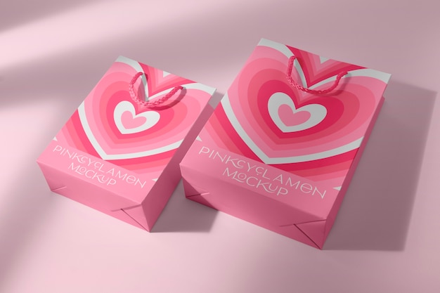 Pink cyclamen bag mockup