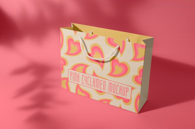 PSD pink cyclamen bag mockup