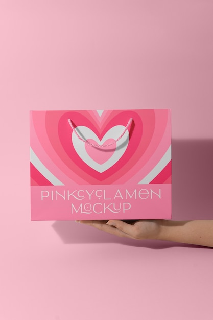 Pink cyclamen bag mockup