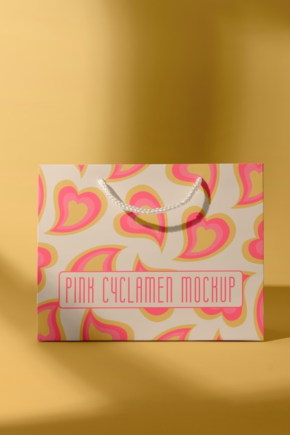 Pink cyclamen bag mockup