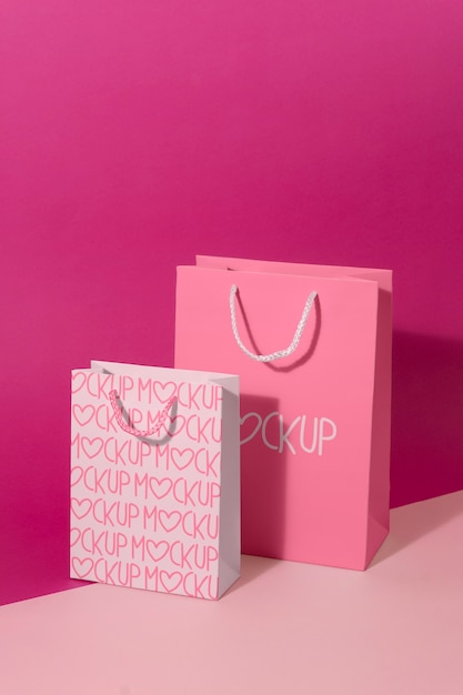 PSD pink cyclamen gift bag mockup