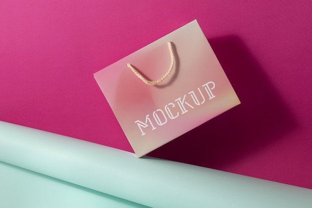 Pink cyclamen gift bag mockup