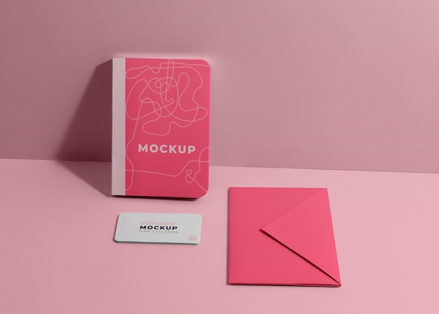 PSD pink cyclamen stationery mockup