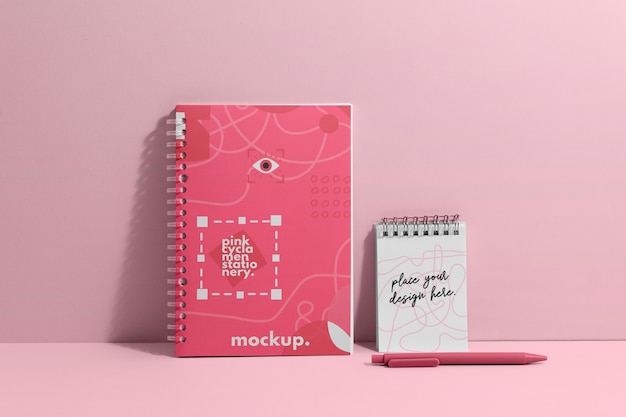 Pink cyclamen stationery mockup