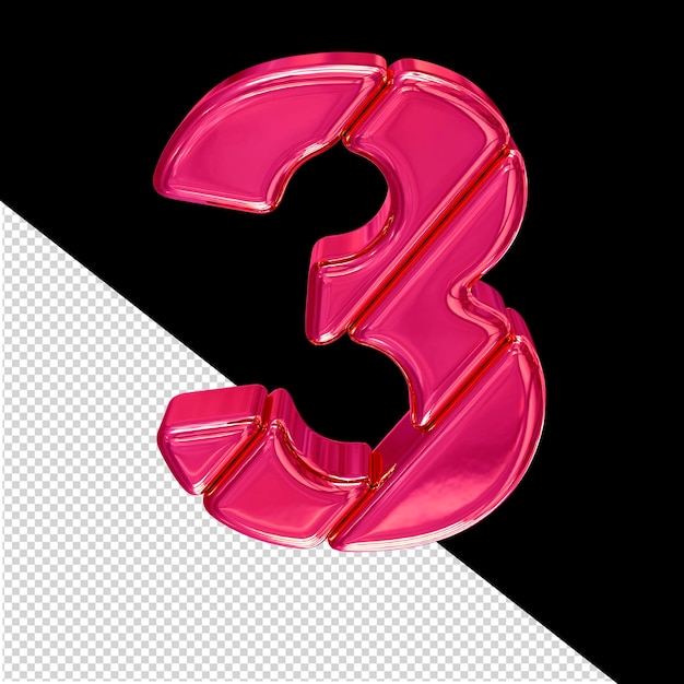 PSD simbolo di blocco diagonale rosa numero 3