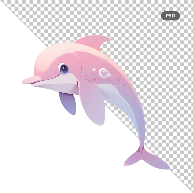 PSD a pink dolphin with a pink nose