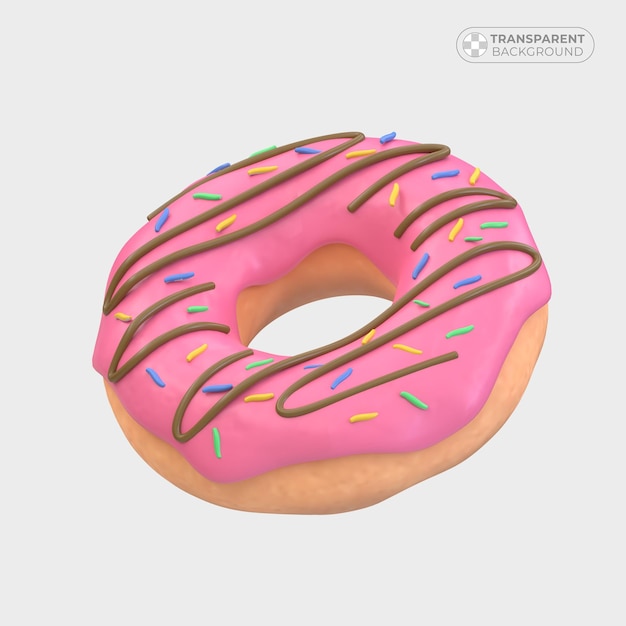 Pink donut on a plain background