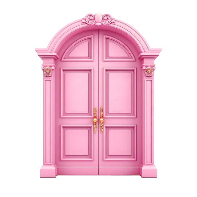 PSD pink door on isolated background