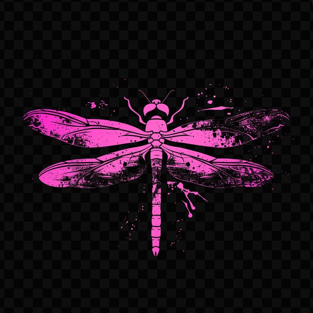 PSD a pink dragonfly with a pink background and the word dragon