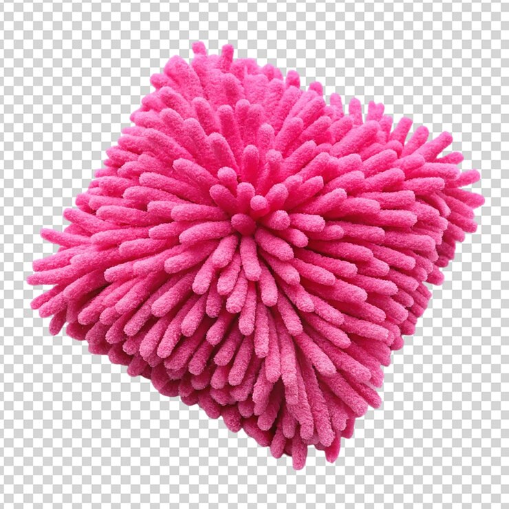 PSD pink duster microfiber isolated on transparent background