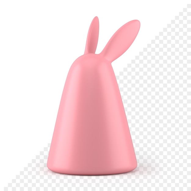 PSD pink easter rabbit ears abstract cone shape geometric statuette holiday bauble design 3d icon