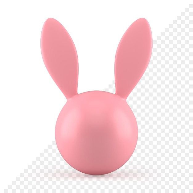 PSD pink easter rabbit head abstract sphere with ears 3d icon element realistic illustration