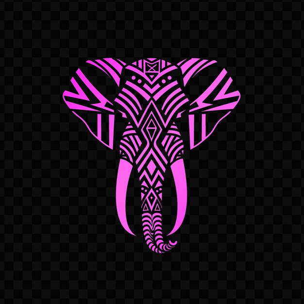 PSD a pink elephant with an ornament on the black background