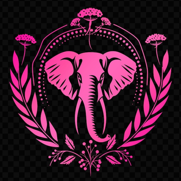 PSD a pink elephant with a pink flower in the center