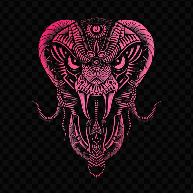 PSD pink elephant with a pink pattern on the black background