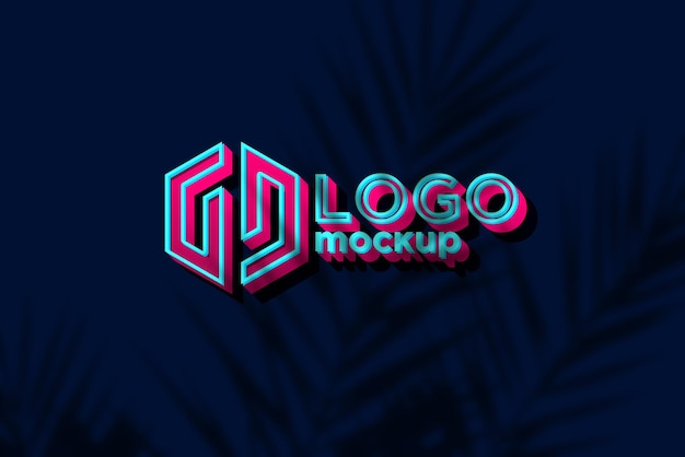 Pink Extrude Logo Mockup 3D Teken mockup sjabloon