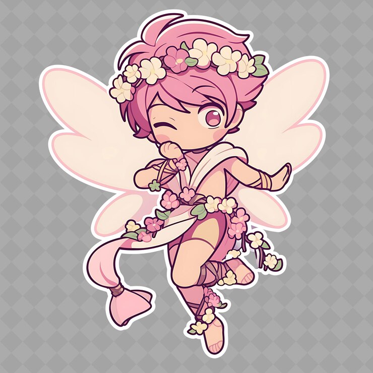 PSD に花をつけたピンクの妖精