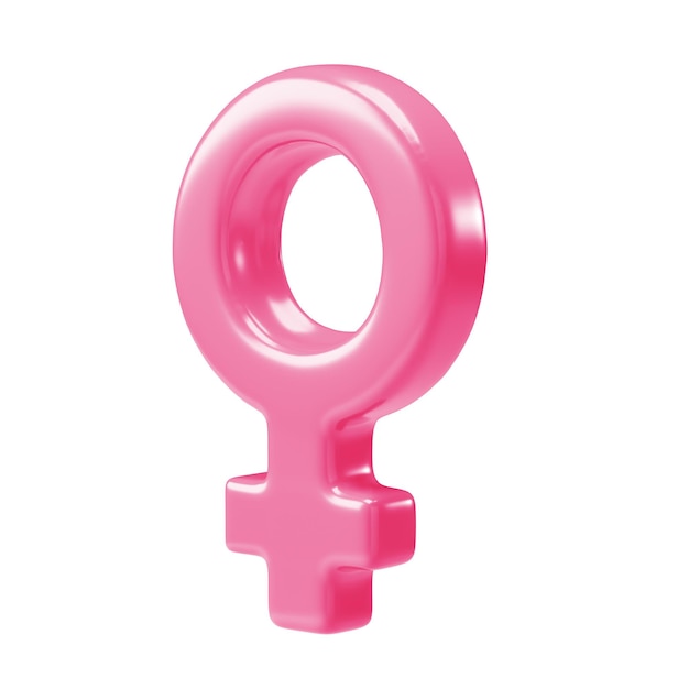 PSD simbolo di sesso femminile rosa icona 3d rendering 3d simbolo della donna di genere sfondo isolato