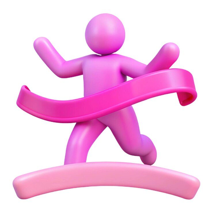 PSD pink figure with a pink ribbon on it