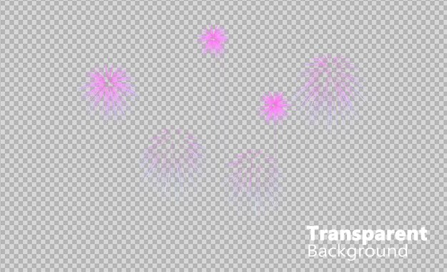 PSD pink fireworks on transparent background