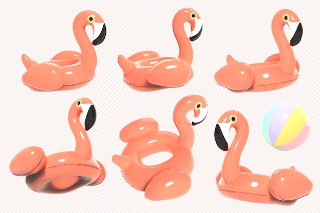 Pink flamingo life ring 3D Render