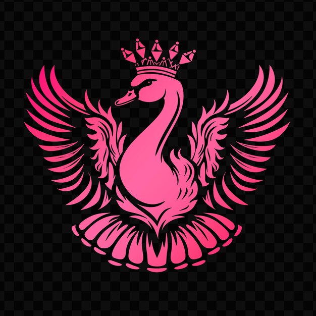 PSD a pink flamingo with a crown on its head