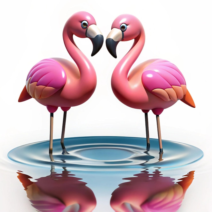 PSD pink flamingos in water