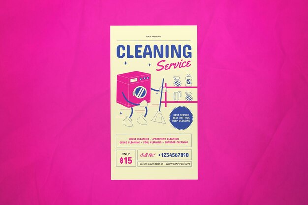 PSD 핑크 플랫 디자인 청소 서비스 소셜 미디어 스토리