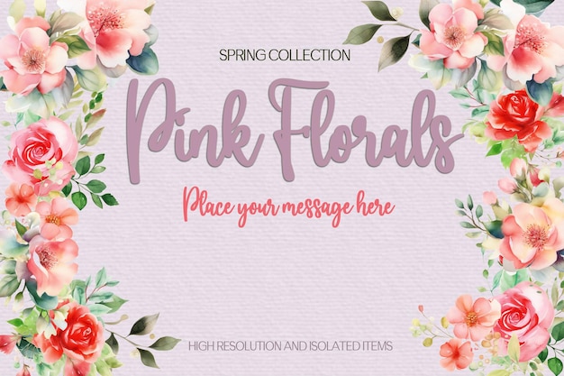 A pink floral banner for spring collection.