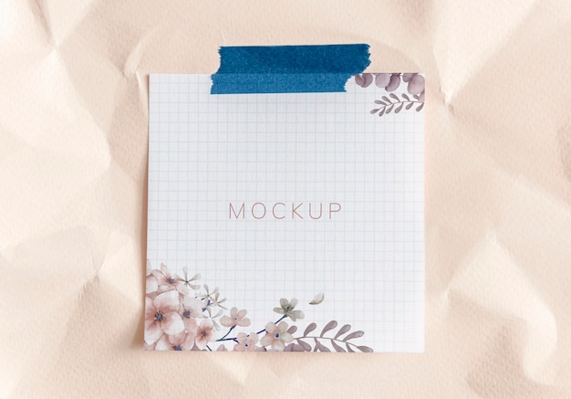 Pink floral paper note mockup