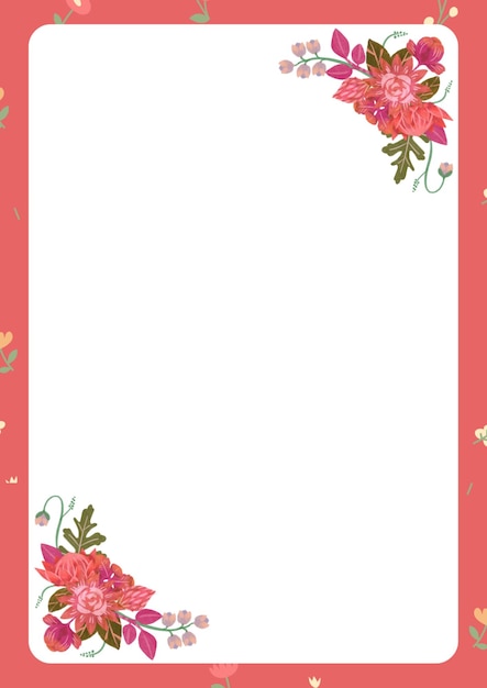 PSD pink floral pastel page border