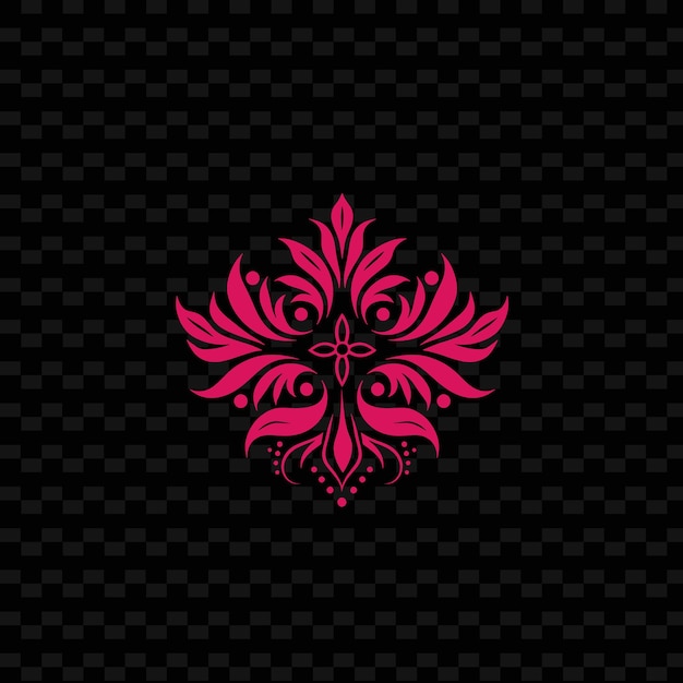 PSD a pink flower on a black background with a pattern of a flower