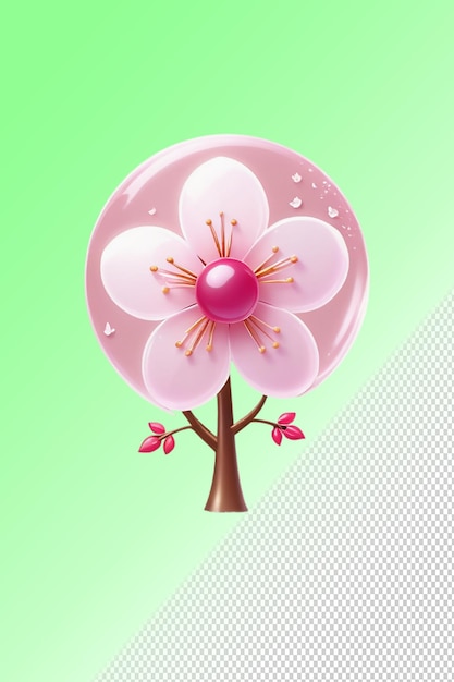 PSD a pink flower in a pink ball with pink petals on it