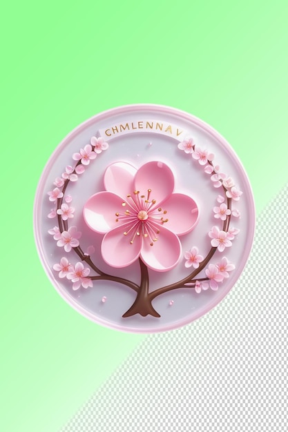 PSD a pink flower with the word  chanel  on it