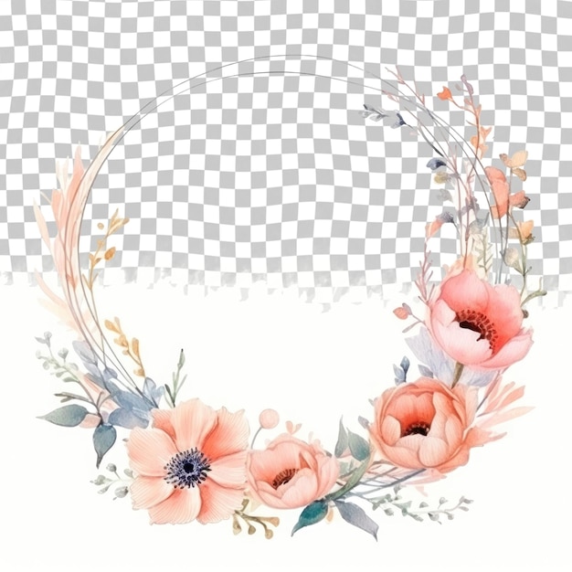 PSD 花の花束に透明なピンクの花と緑の葉