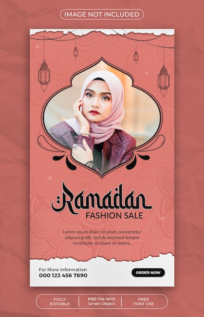 Un volantino rosa per la vendita di moda ramadan